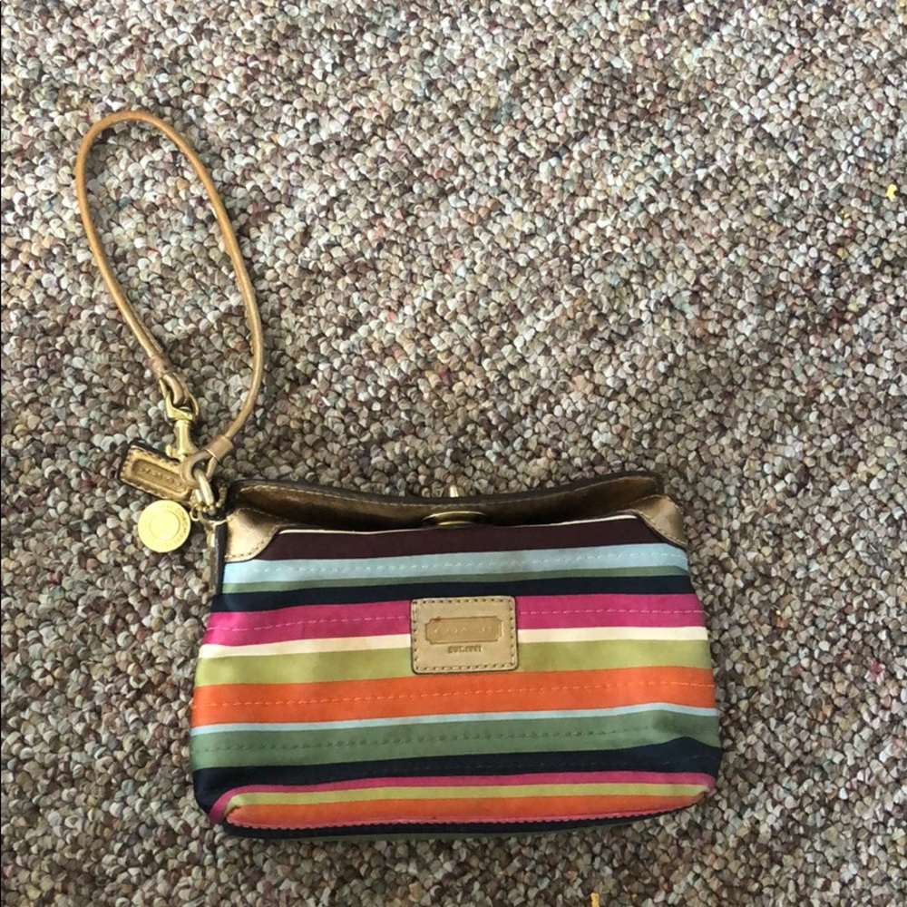 Coach authentic wristlet multi color wallet purse